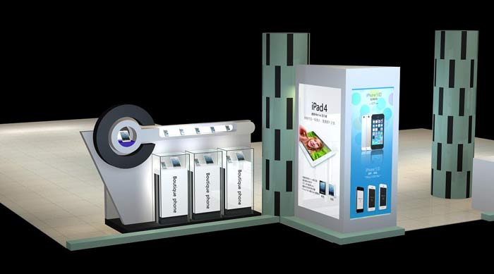 水晶宮手機店柜臺裝修設(shè)計案例效果圖