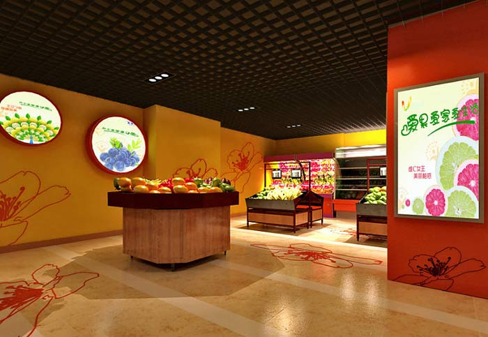 水果超市水果擺放區域裝修設計案例效果圖