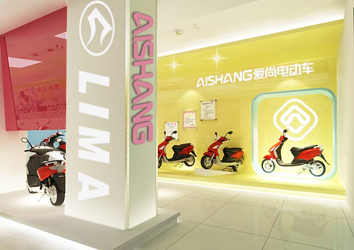 電動車銷售展示中心、店面背景墻裝修設(shè)計案例效果圖