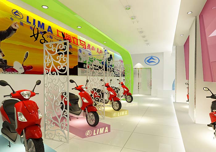 電動車銷售展示區(qū)域裝修設(shè)計案例效果圖