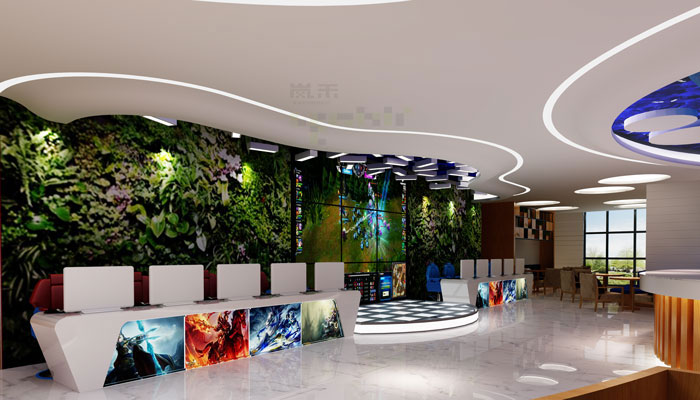 杭州魅影網咖休閑區裝修設計案例效果圖