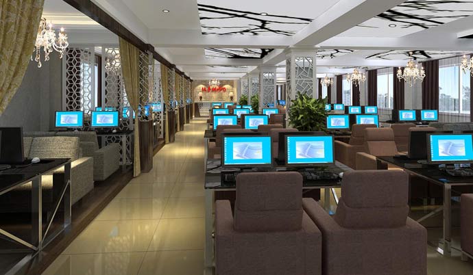 龍雨網絡會所走廊區域裝修設計案例效果圖