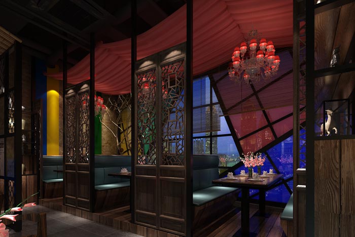 浪漫情侶主題餐廳包廂裝修設(shè)計(jì)案例效果圖