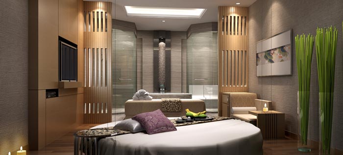 現(xiàn)代、古典混搭美容院電視背景墻裝修設(shè)計(jì)案例效果圖