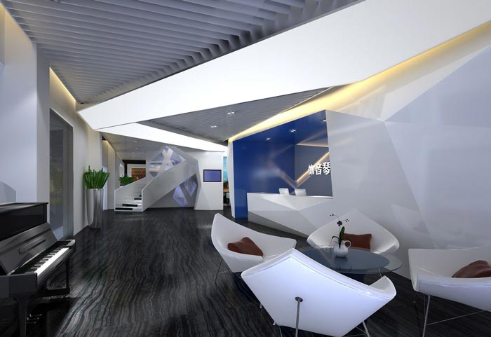 伽音琴行前臺接待區域裝修設計案例效果圖