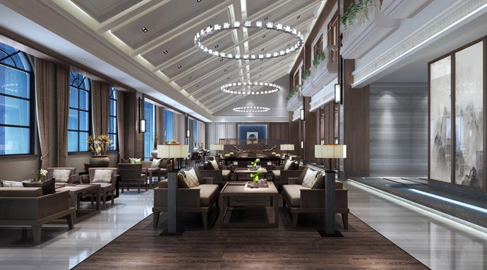 混搭風(fēng)格茶樓茶室大廳裝修設(shè)計(jì)案例效果圖