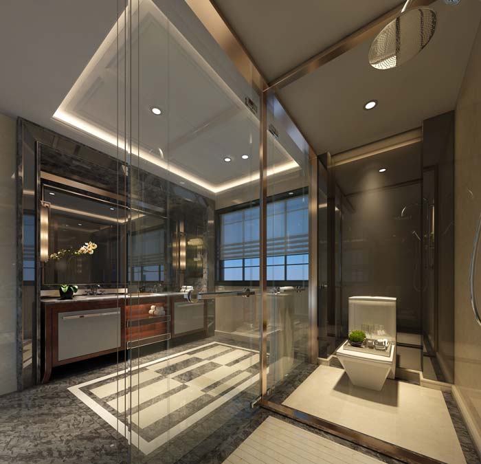 新古典別墅洗手間裝修設計案例效果圖