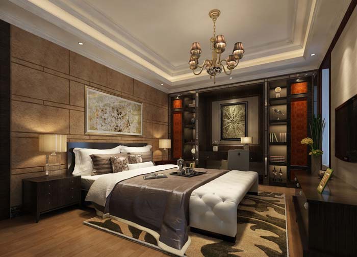 新古典別墅臥室軟裝裝修設計案例效果圖