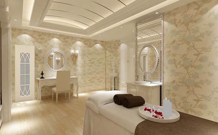 混搭風(fēng)格美容院東南亞的SPA間吊頂裝修設(shè)計案例效果圖