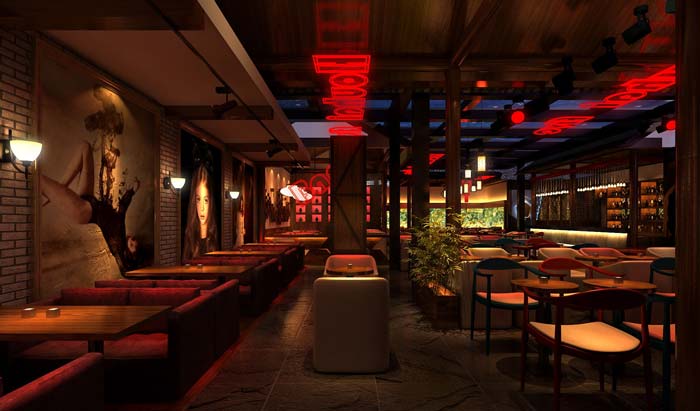 情侶、商務、聚餐、休閑酒吧大廳裝修設計案例效果圖