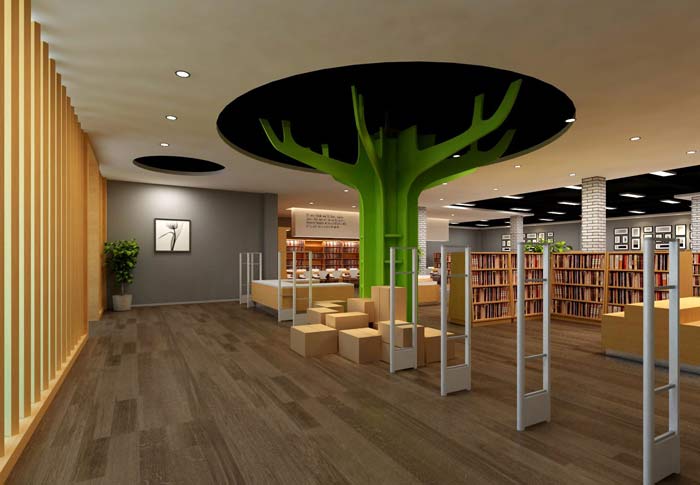 學習型咖啡廳圖書館整體空間區(qū)域裝修設(shè)計案例效果圖