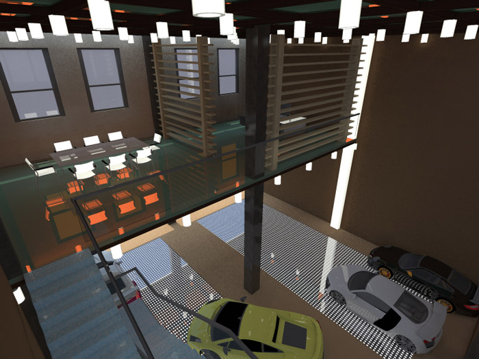 汽車快修美容店閣樓區域裝修設計案例效果圖