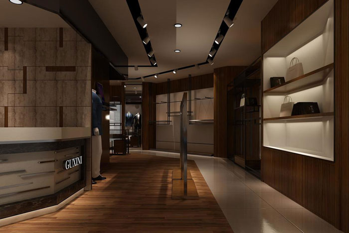 男西裝專賣店過道區(qū)域裝修設(shè)計(jì)案例效果圖