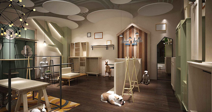 個性童裝專賣店大廳裝修設計案例效果圖