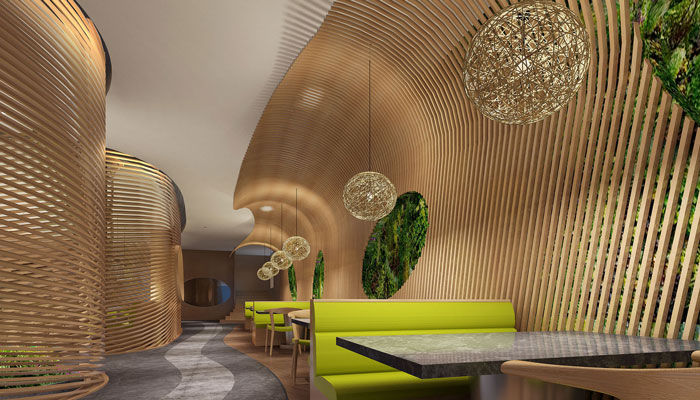 杭州鮮魚火鍋大廳餐飲區裝修設計效果圖