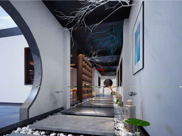 國學(xué)館展廳過道裝修設(shè)計(jì)案例效果圖