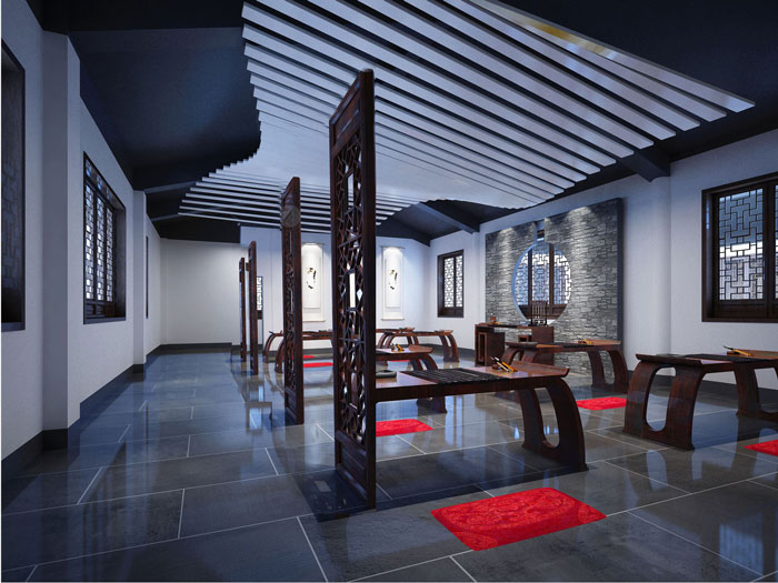 國學(xué)館展廳教學(xué)區(qū)裝修設(shè)計(jì)案例效果圖