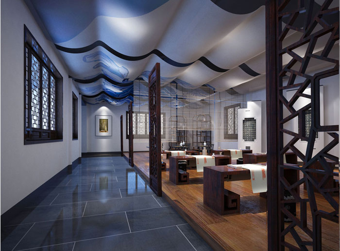 國學(xué)館展廳教學(xué)區(qū)過道裝修設(shè)計(jì)案例效果圖