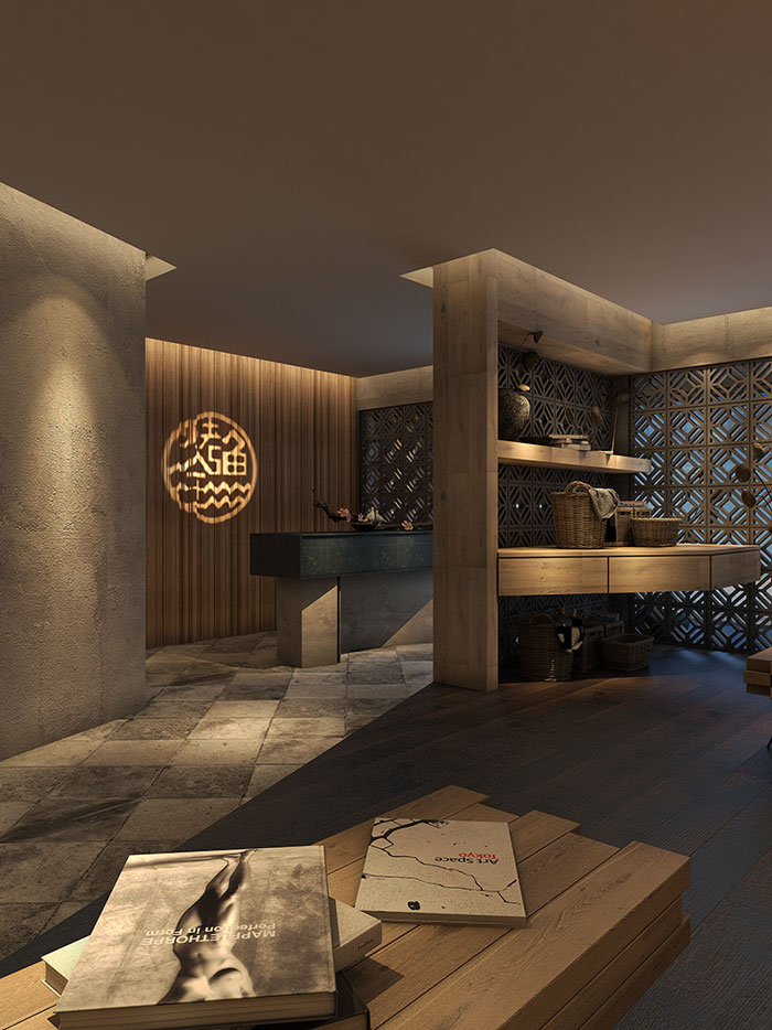 時而驚奇、時而陶醉的烤魚店前臺休息區(qū)域裝修設(shè)計(jì)方案效果圖