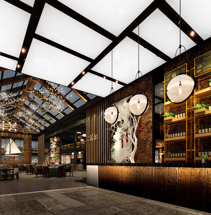 自然、素樸的餐廳大廳過道裝修設(shè)計方案效果圖