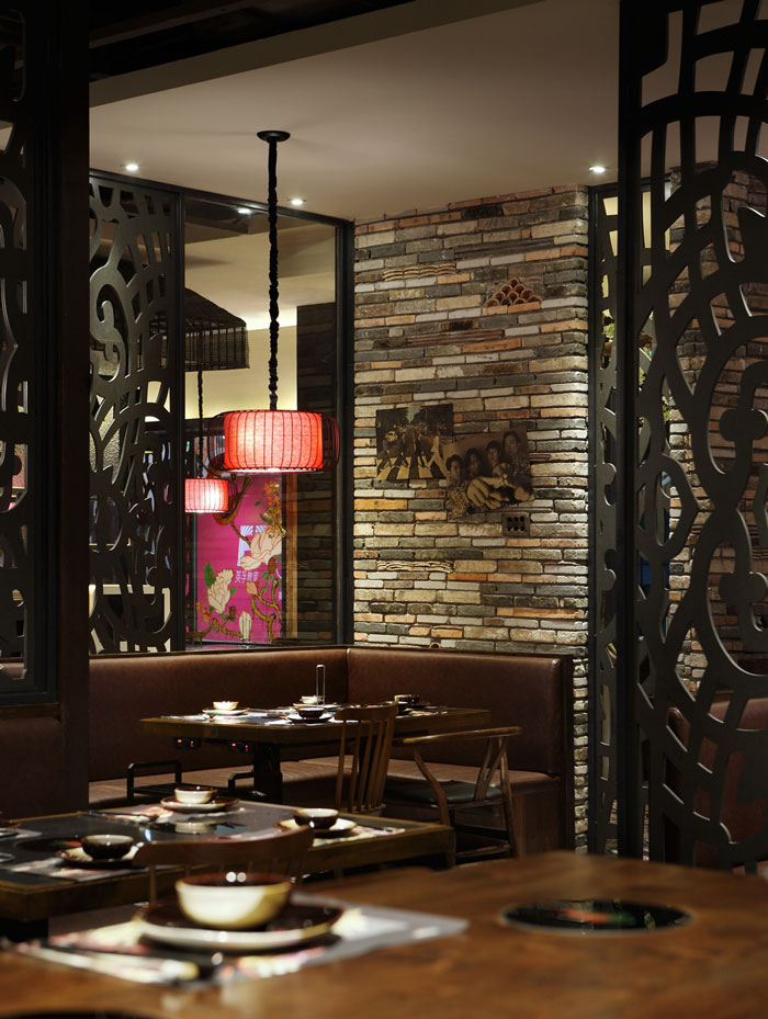 沉穩、古樸、自然、寧靜的火鍋店休息區域方案設計效果圖