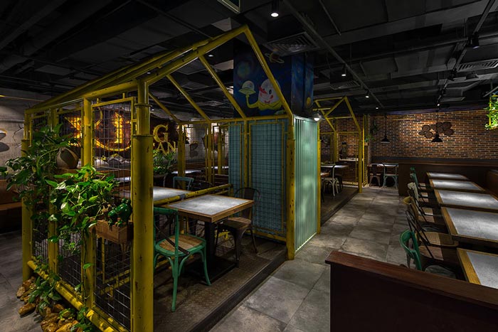 230平方懷舊復古風餐廳包廂區域設計案例效果圖