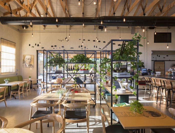 文獻主題餐廳綠植區域裝修設計效果圖