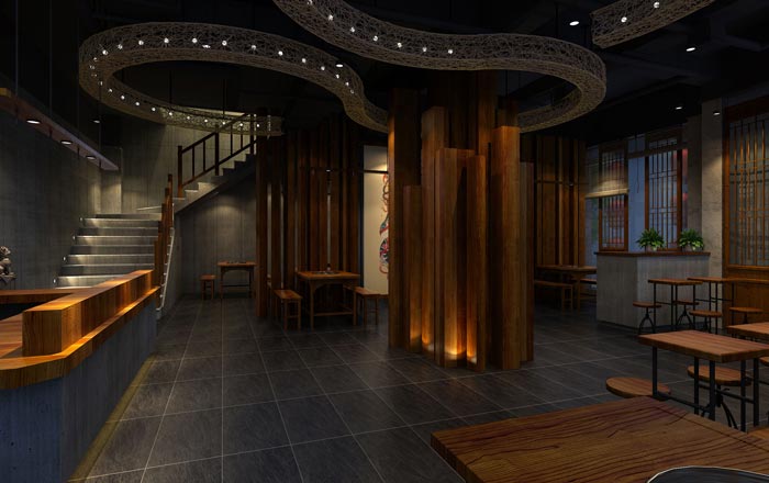 返璞歸真、回歸自然的健康飲食餐廳前臺設計案例效果圖