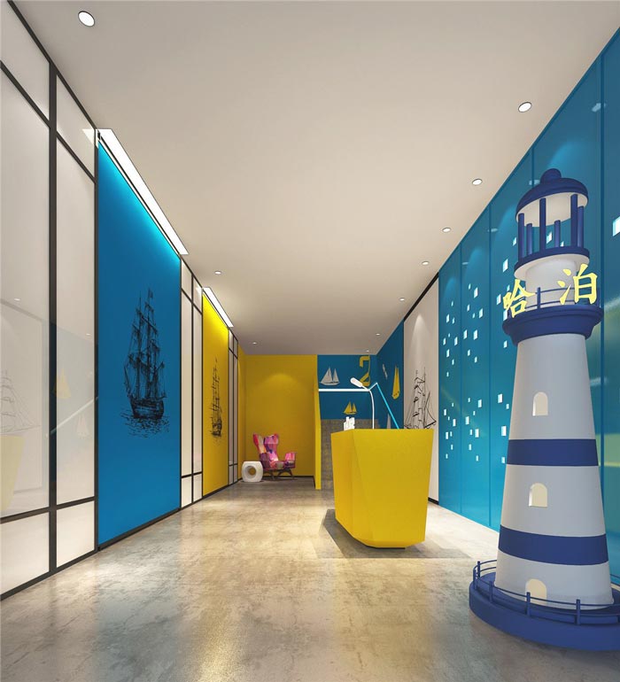 港灣主題酒店前臺裝修設計案例效果圖