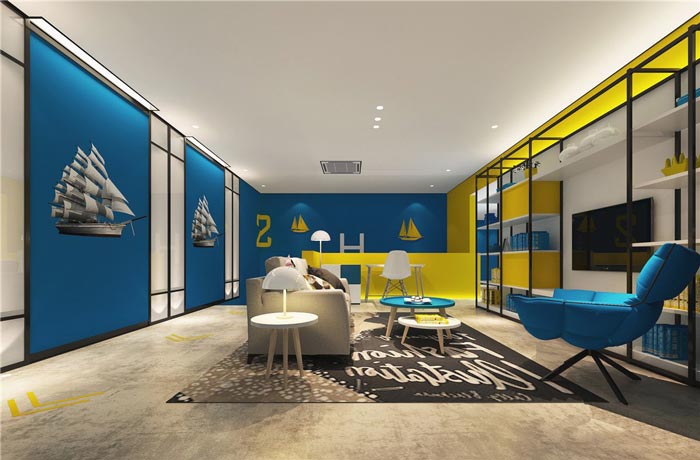 港灣主題酒店接待區(qū)域裝修設計案例效果圖