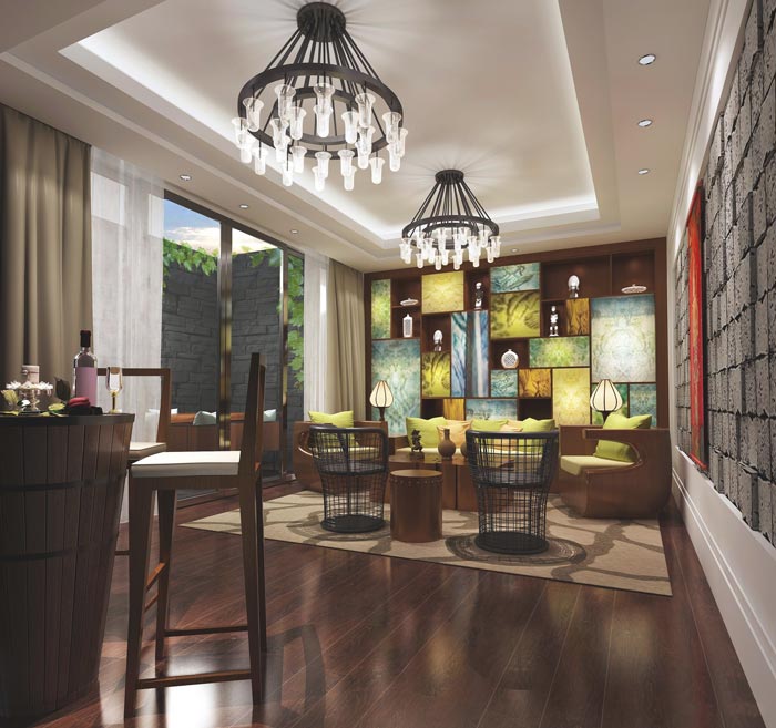 古城假日酒店前臺裝修設(shè)計(jì)案例效果圖