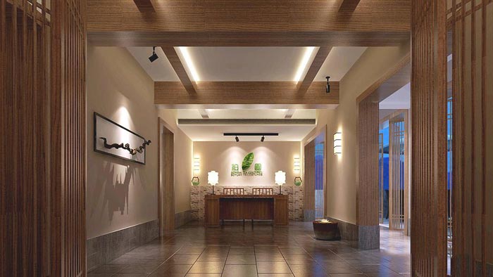 茶文化主題酒店前臺裝修設(shè)計(jì)案例效果圖