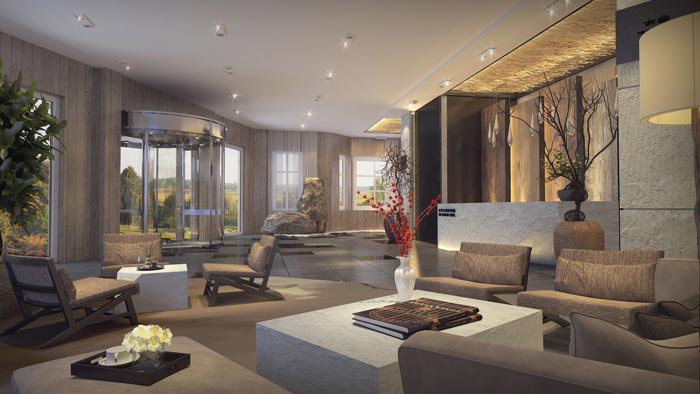 商務型酒店前臺接待裝修設計案例效果圖