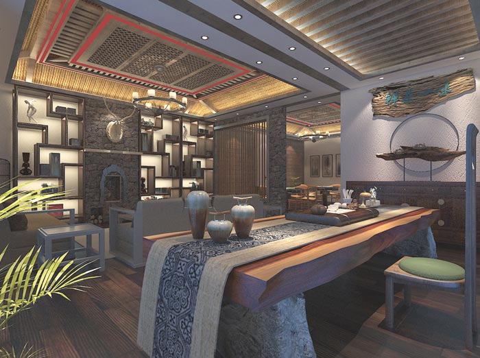 個人商務酒店前臺裝修設計案例效果圖