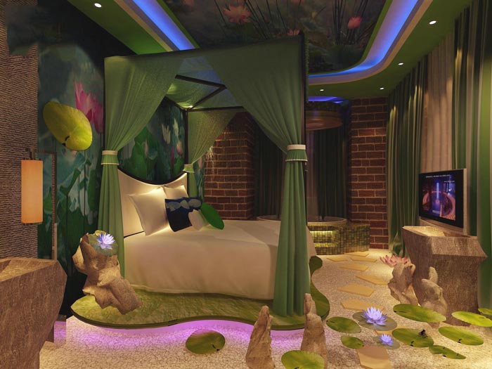 主題情侶酒店荷塘春色客房裝修設(shè)計(jì)案例效果圖