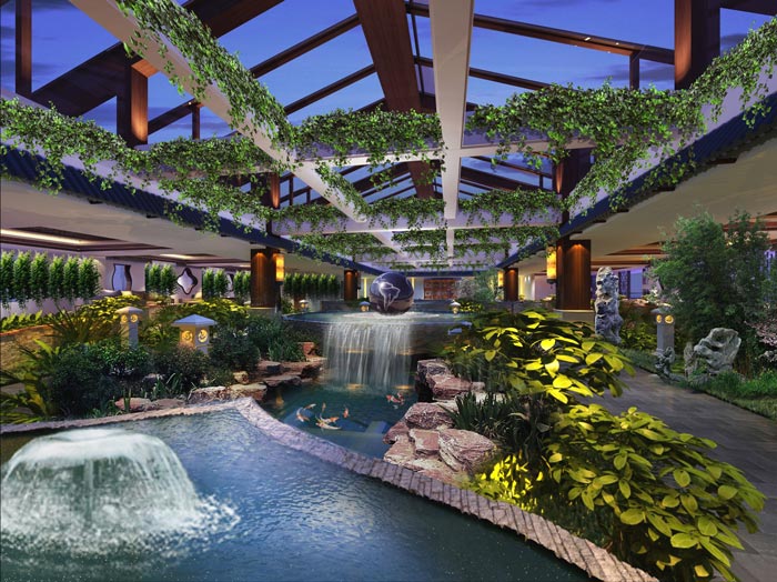 度假酒店室內觀賞區裝修設計案例效果圖