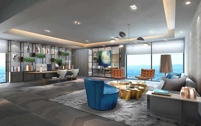 金融咨詢公司董事長辦公室裝修設計案例效果圖