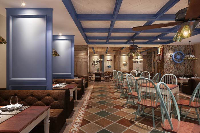 海盜主題餐廳餐區(qū)裝修設(shè)計效果圖