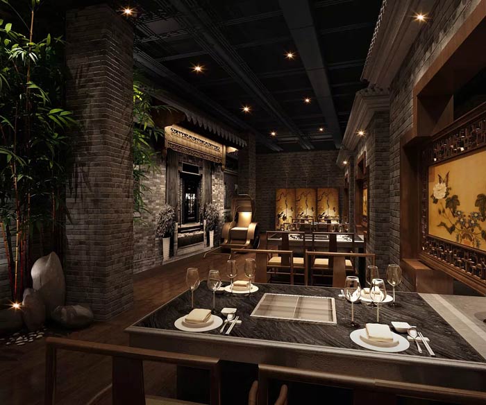 中式火鍋店餐區裝修設計效果圖