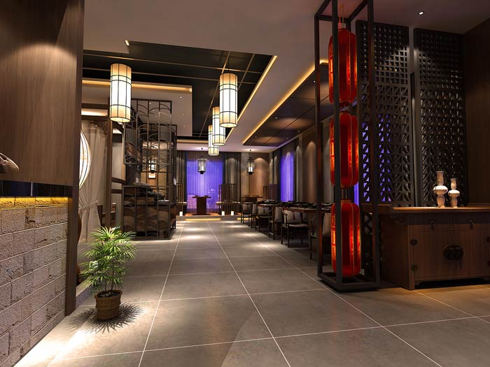 新中式火鍋店就餐區裝修設計效果圖