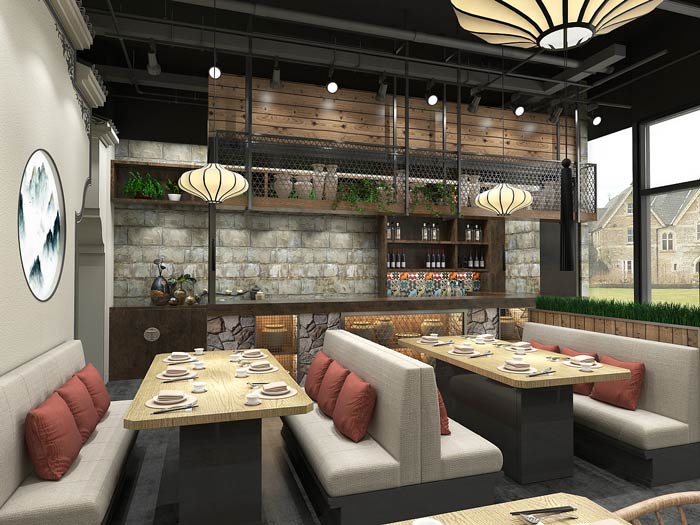 小型中式餐廳餐區裝修設計效果圖