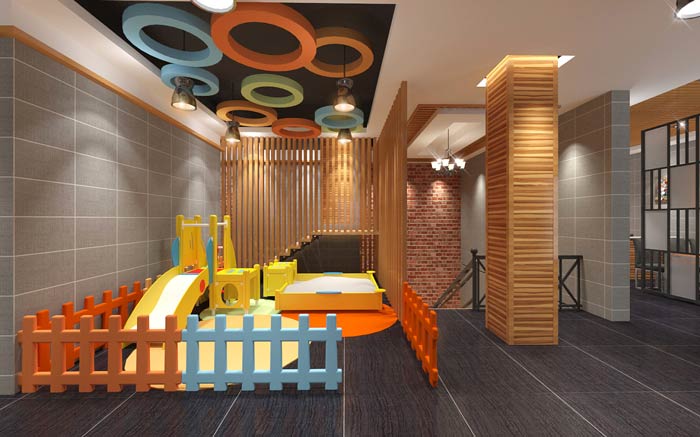 魚火鍋店二樓游樂場(chǎng)所裝修設(shè)計(jì)效果圖