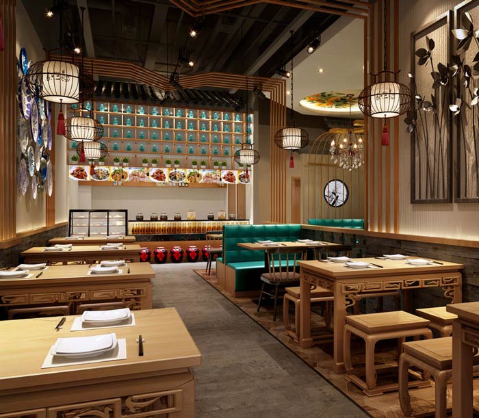 椒麻雞小吃店裝修設計效果圖