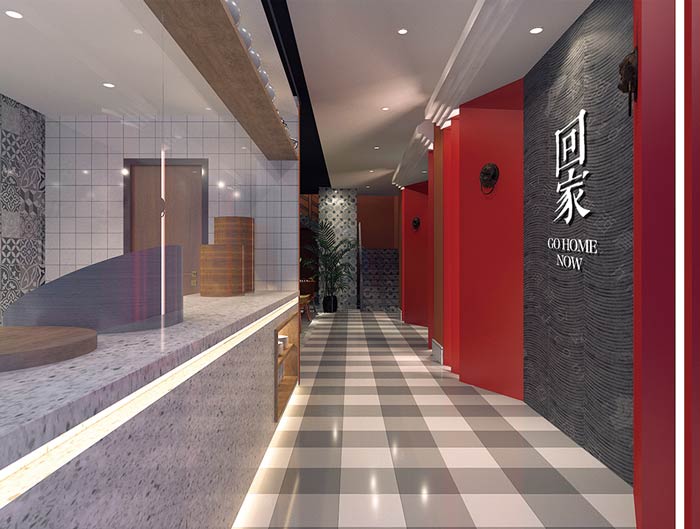 私房菜餐廳進(jìn)門過道裝修設(shè)計(jì)效果圖