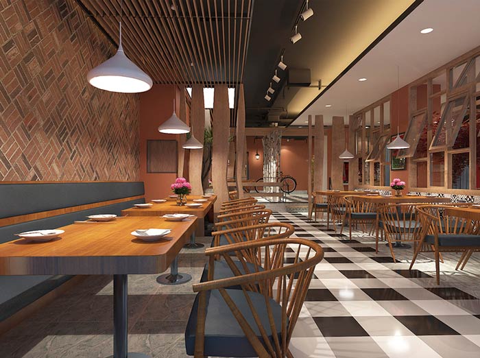 私房菜餐廳二樓過道裝修設(shè)計(jì)效果圖