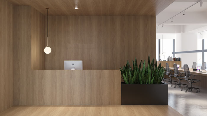 商貿(mào)公司辦公室前臺裝修設計效果圖