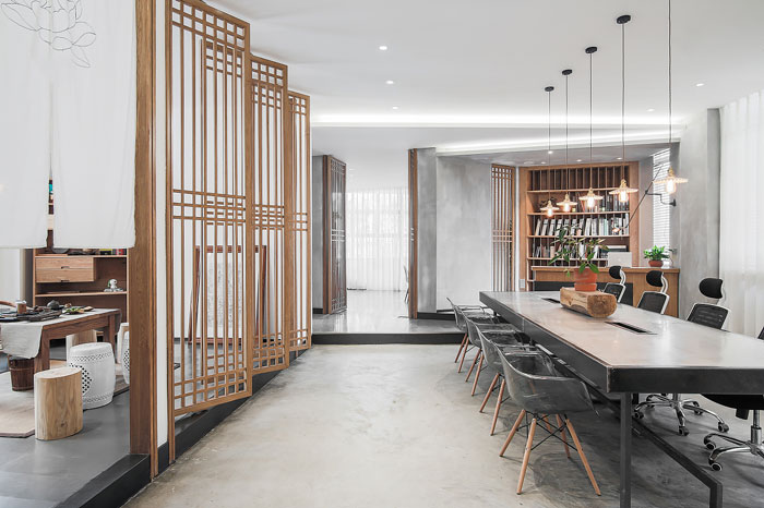 新中式風格辦公室辦公區裝修效果圖