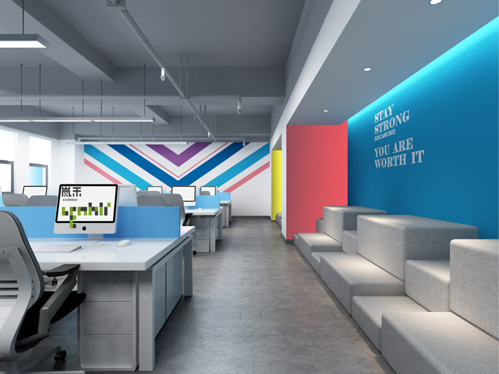 網絡科技公司辦公室18樓辦公區(qū)裝修設計效果圖