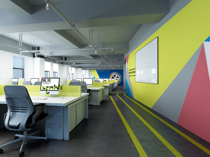 網絡科技公司辦公室19樓辦公區(qū)裝修設計效果圖