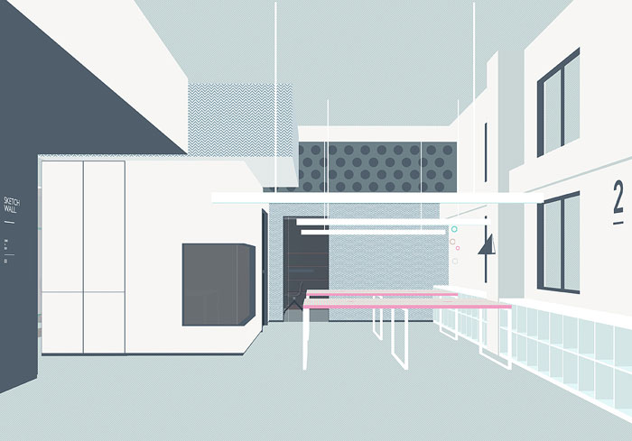 長方形辦公室平面效果表現圖